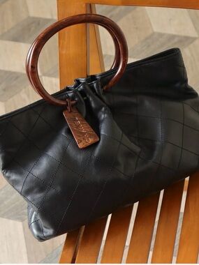 Authentic vintage Chanel black leather bag